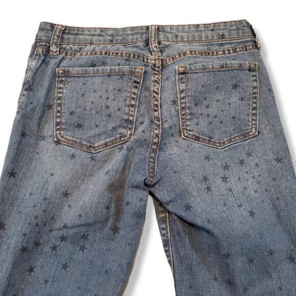 Gap Jeans Size 4 Gap Premium Super Skinny Ankle Stars Print Blue Denim Pants - Picture 4 of 7